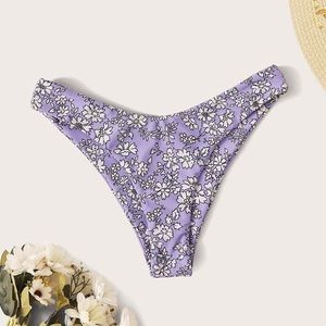 Purple floral high cut bikini panty